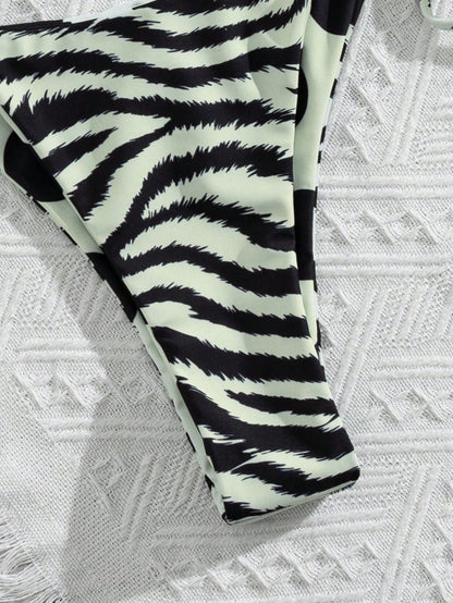 Women's Swimwear Bikini,Retro Animal Print Polka Dot Print Reversible Outfit Y2k Streetwear/Vacation Outfits/Beachwear Black Summer