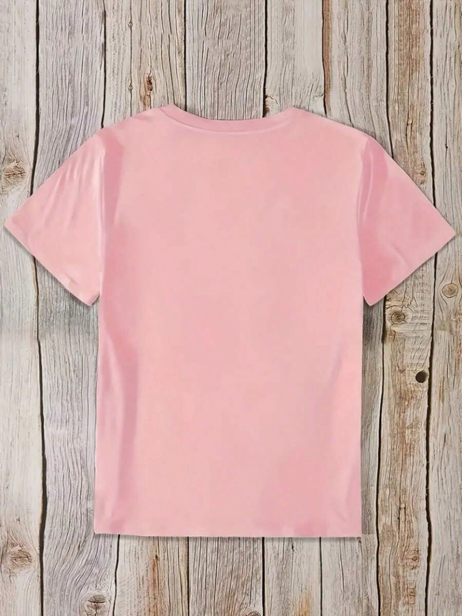 Women's Teacher Outfits Casual Short Sleeve Graphic T-Shirt, Teacher Appreciation Theme Heart & Apple Print