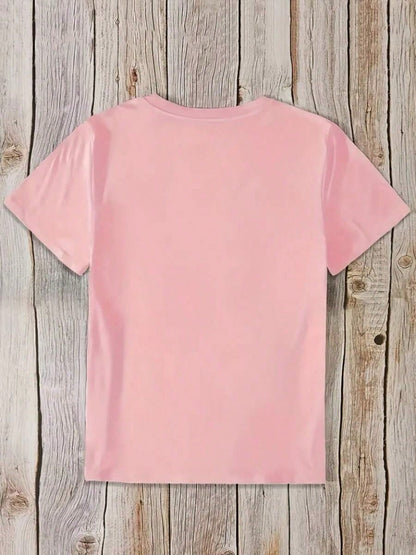 Women's Teacher Outfits Casual Short Sleeve Graphic T-Shirt, Teacher Appreciation Theme Heart & Apple Print