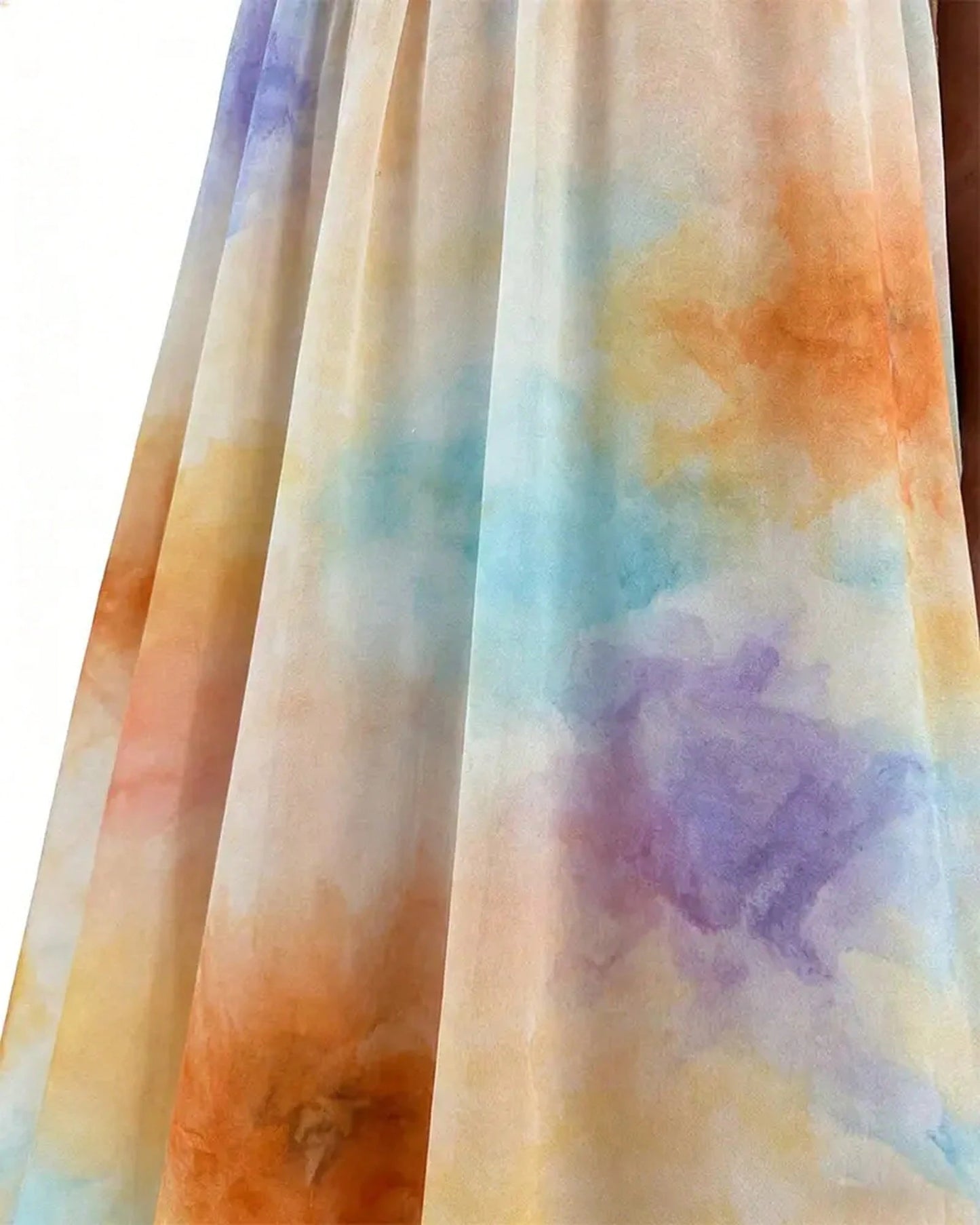 Women's Tie Dye Chiffon Maxi Dress- Halter Neck Backless Flowy A-Line Long Dress Sunset Gradient Print Vacation Summer Beach Dress For Women