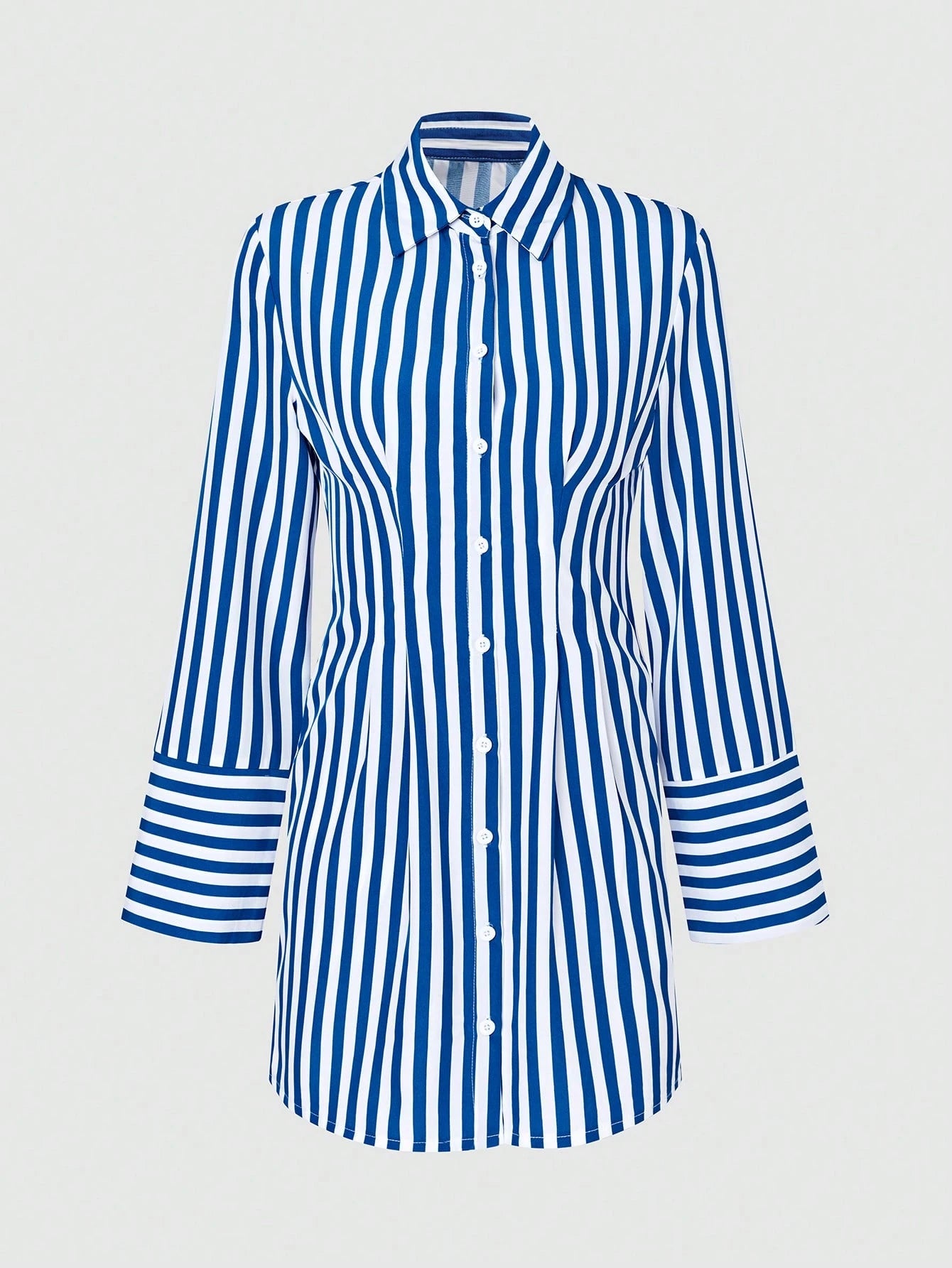 Women's Vacation Striped Long Sleeve Button Front Shirt Dress Fall Cloth For Women