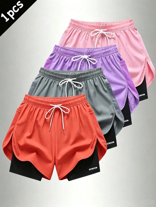 Women's Yoga Shorts Set, Featuring Quick-Dry Fabric And Mesh Pocket Design. Sports Summer