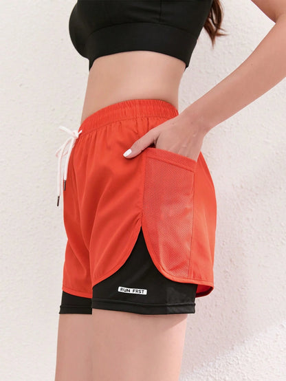 Women's Yoga Shorts Set, Featuring Quick-Dry Fabric And Mesh Pocket Design. Sports Summer