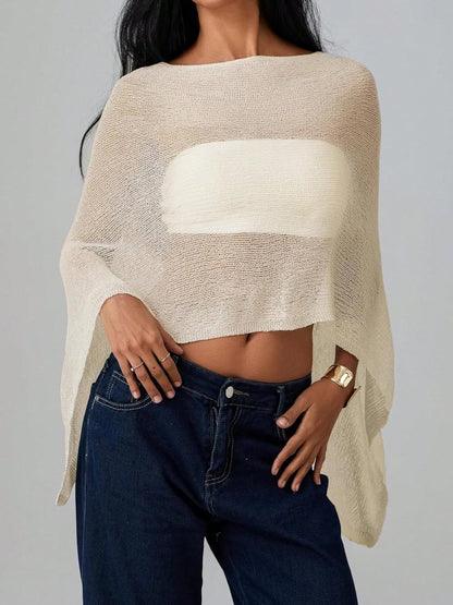 Women Sheer Knit Crochet Poncho Top Mesh Off Shoulder Shrug Summer Asymmetrical Shawl See Through Bolero Cover Up Tops