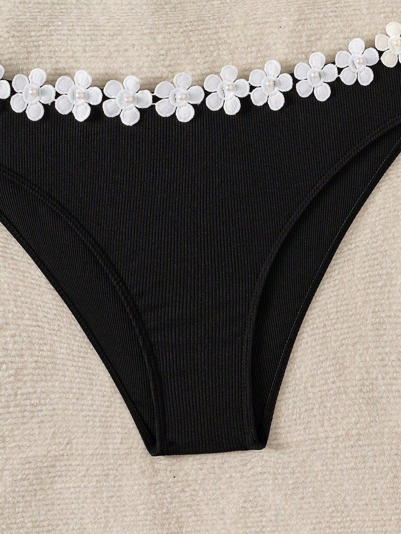 Women Swimwear Summer Beachwear Cute Floral Patched Bandeau Two Pieces Bathing Suit