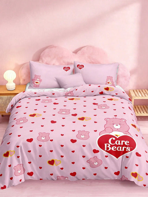 X Care Bears 3pcs Foundation Cartoon Animation Double-Sided Printed Quilt Cover Set, Sanded Material, Soft And Warm, Multiple Sizes, Suitable For Single Bed/Double Bed/Queen Bed/King Bed, Machin