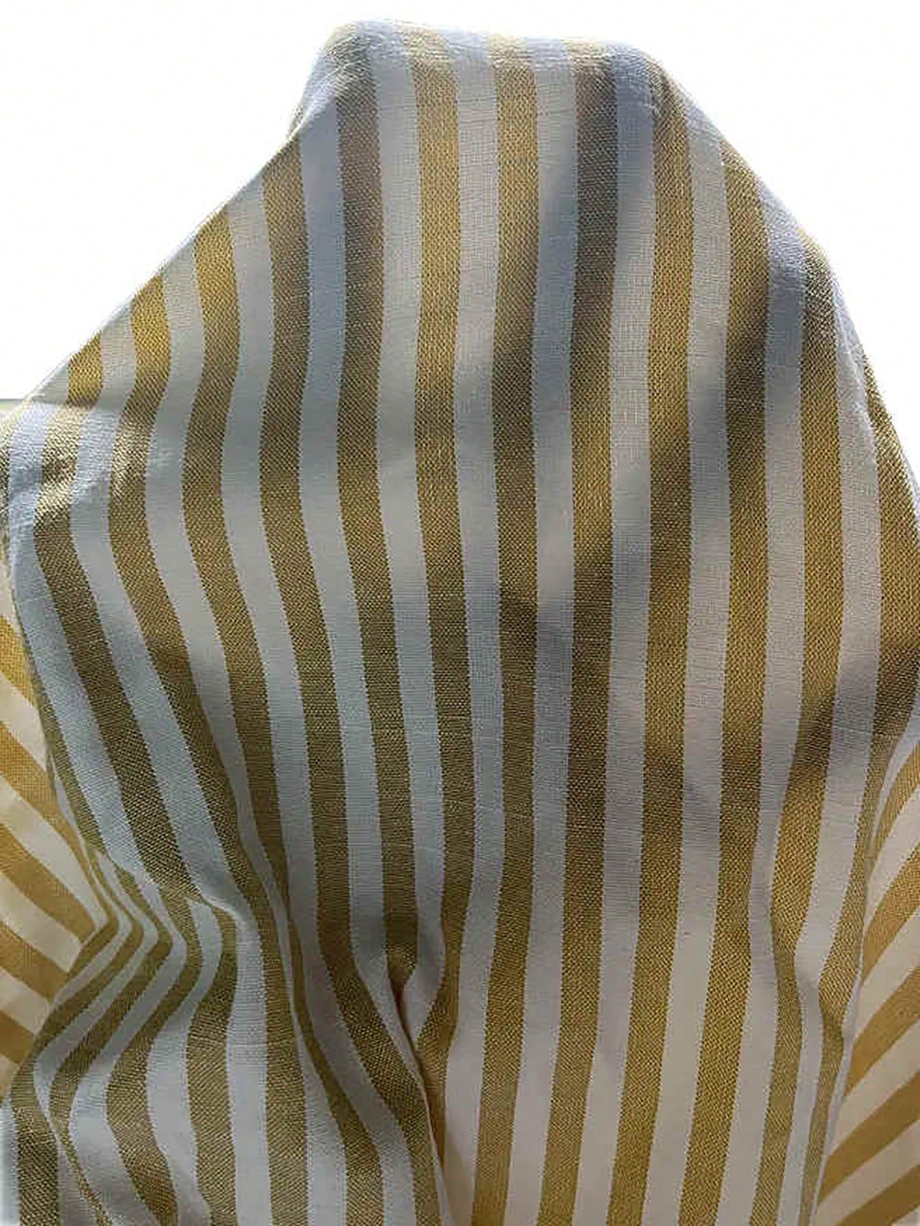 X GALILEA LUNE White And Yellow,Summer,Elegant,Tea Party Round Neck Sleeveless Cinched Waist Ruched A-Line Midi Dress,White Cotton Fabric,French Resort Streetwear