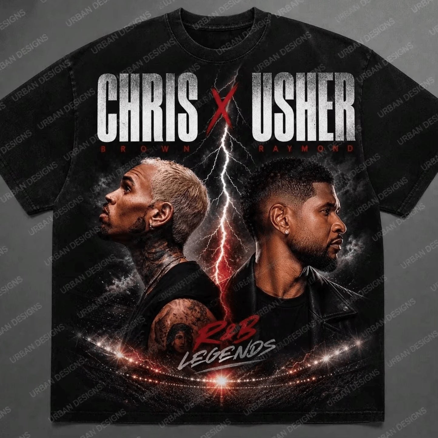 X Usher Rnb Legends Lightning Print Graphic Women's T-Shirt Casual Streetwear Concert Festival Gift