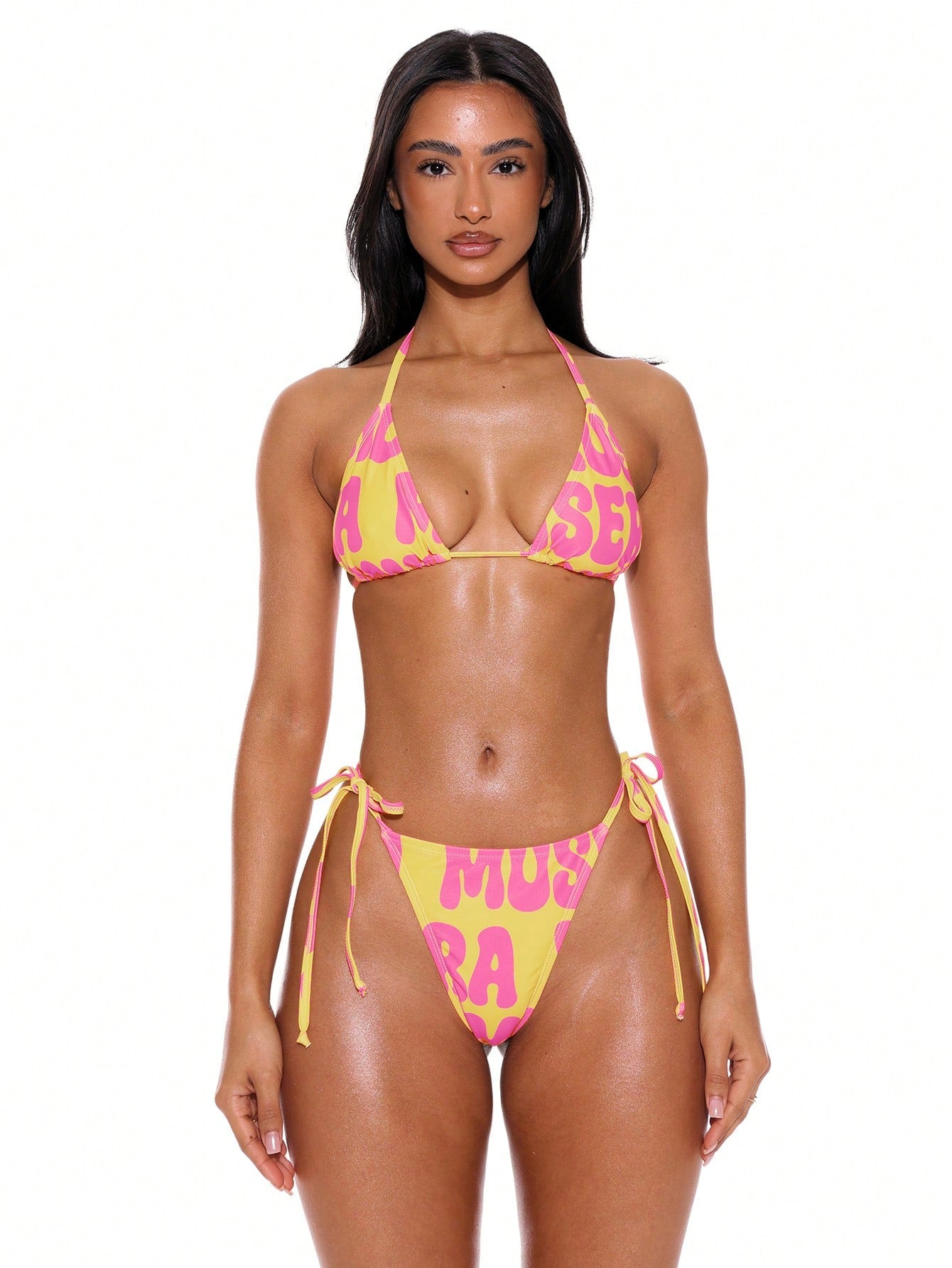 X YERIMUA Musera Resort Graphic Slogan Print Bikini Top Only Y2k Sexy Vacation Holiday Cute Swim Beach Summer