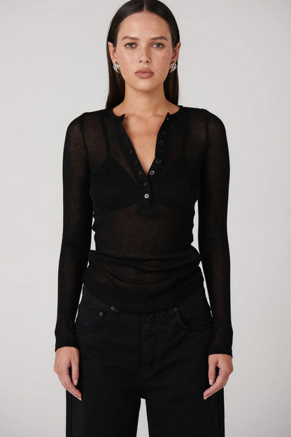 Xavier Button Top - Black