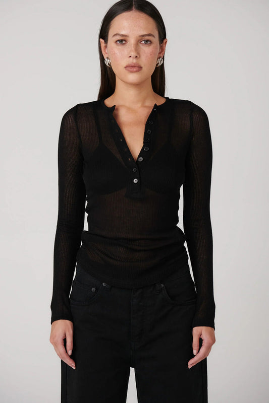 Xavier Button Top - Black