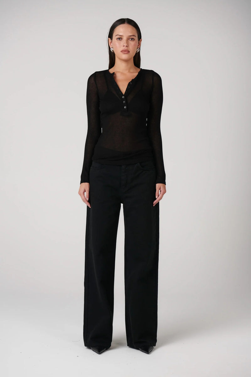 Xavier Button Top - Black