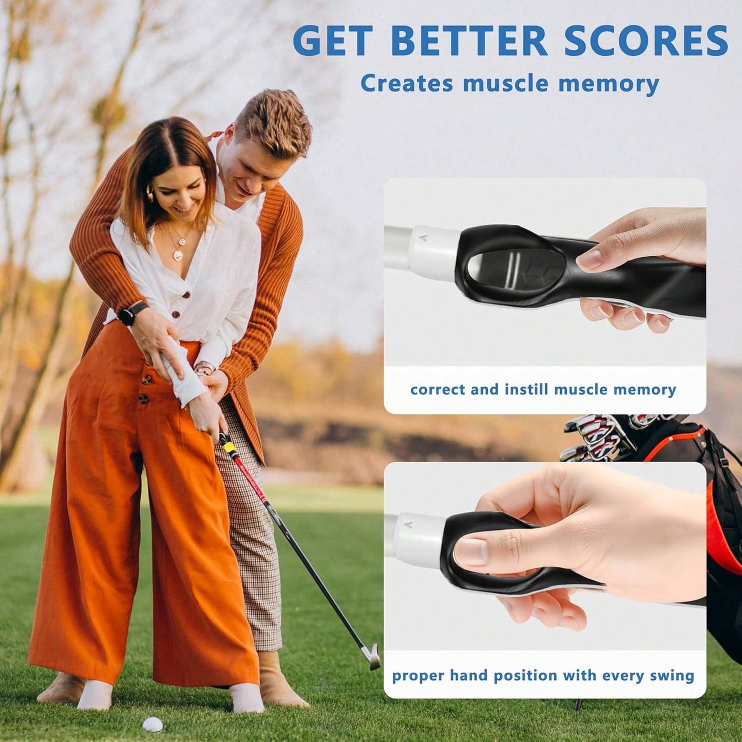XISIYUJZ Golf Club Grip Trainer, Right-Handed Grip Trainer, Golf Club Grip And Swing Training Aid, Helps Golfers Maintain Correct Grip Posture, Can Be Installed On Most Golf Club Grips