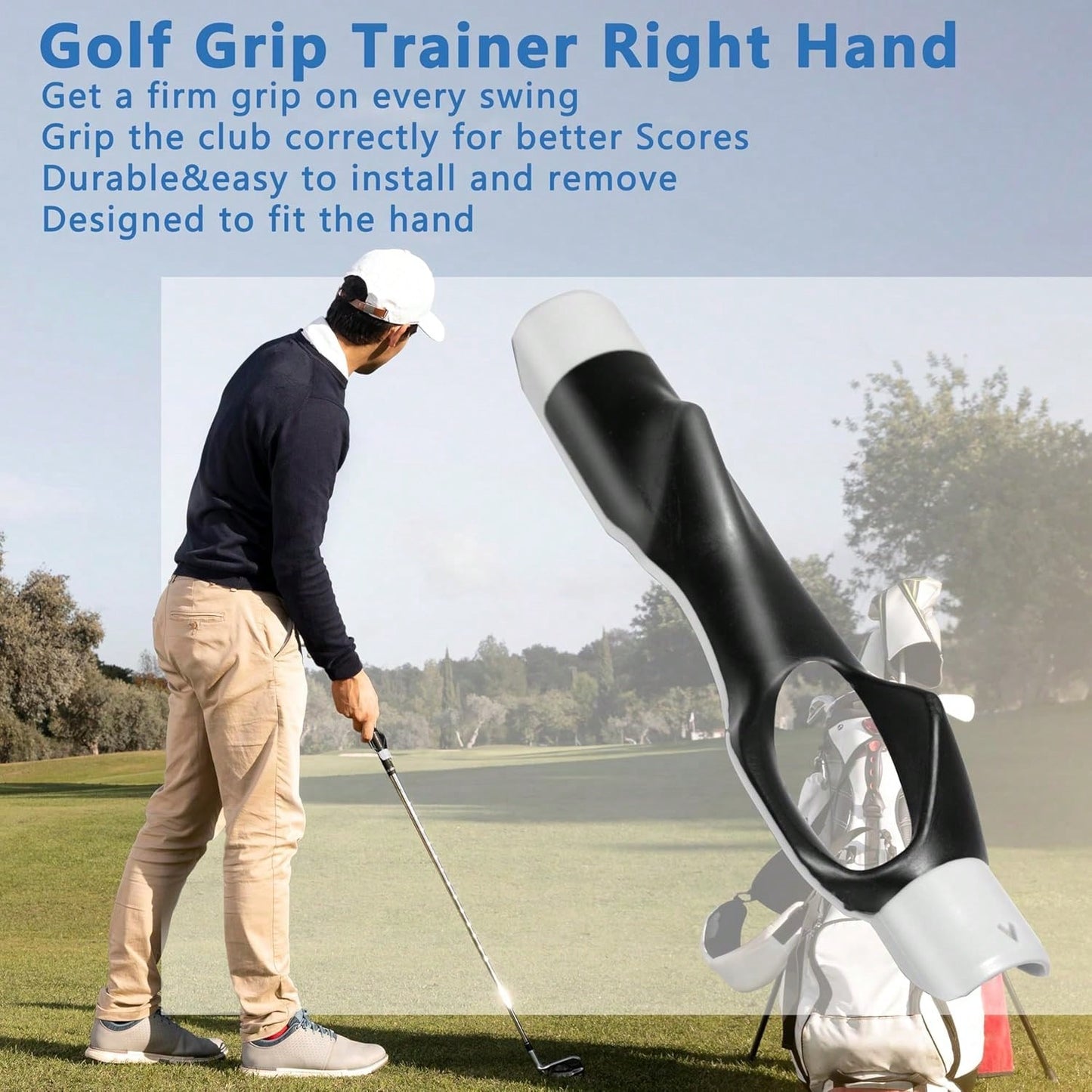XISIYUJZ Golf Club Grip Trainer, Right-Handed Grip Trainer, Golf Club Grip And Swing Training Aid, Helps Golfers Maintain Correct Grip Posture, Can Be Installed On Most Golf Club Grips
