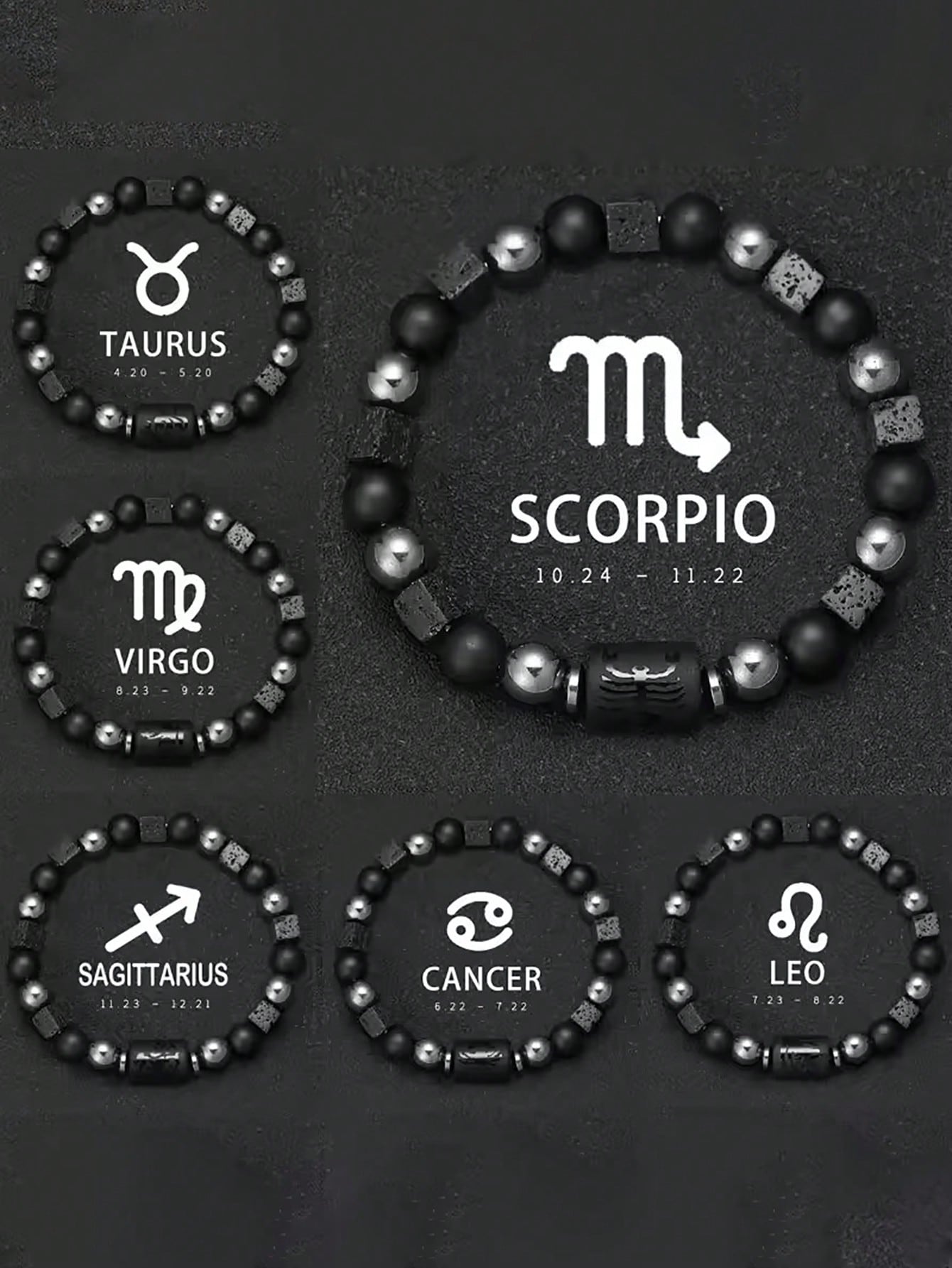 YAUKIA 12 Zodiac Men And Women Couple Friendship Bracelets With Volcanic Stone And Hematite Beads Great Personalized Gift