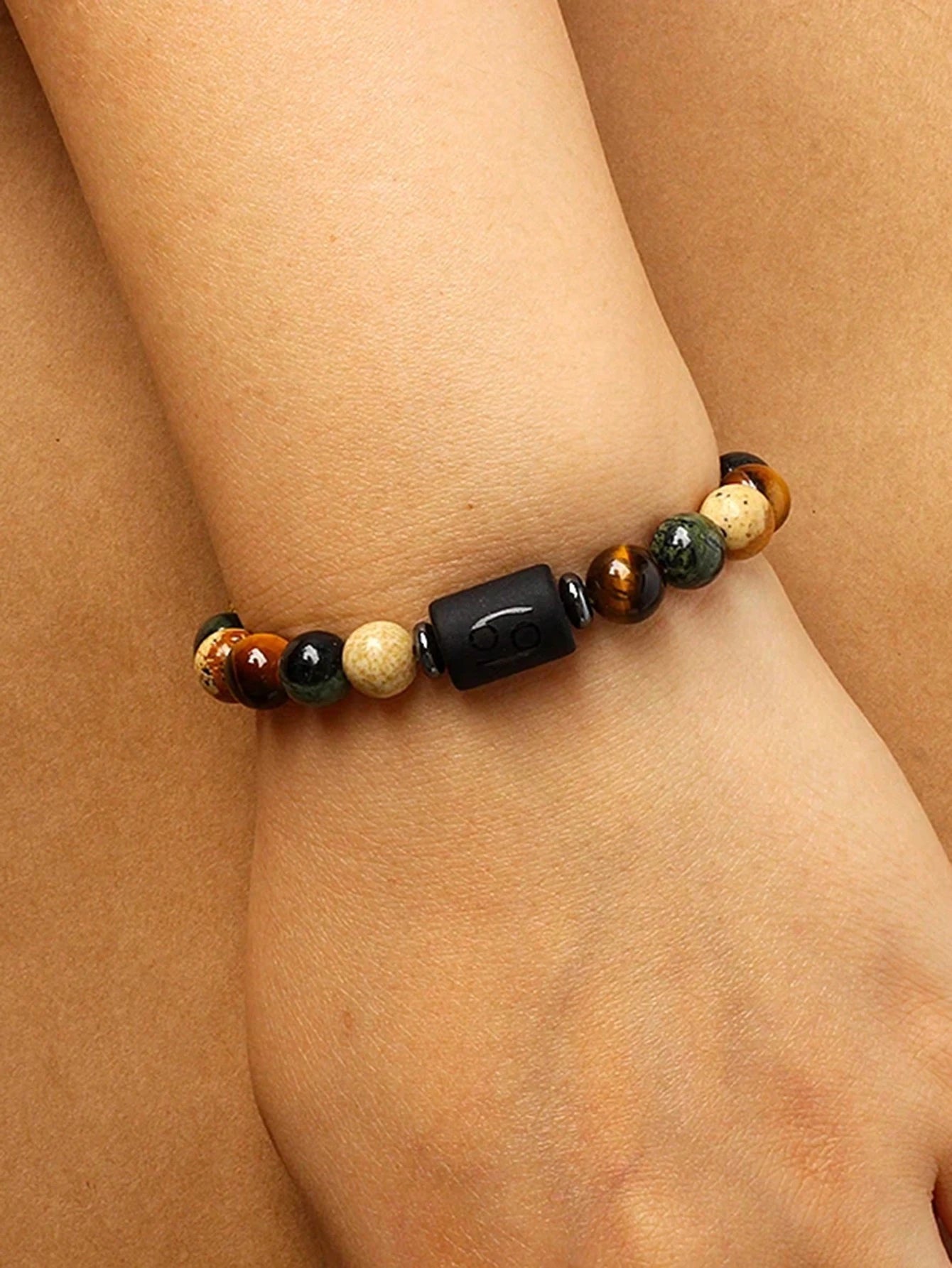 YAUKIA Boho Tiger'S Eye Luck Bracelet, Featuring 12 Zodiac Signs Jacaranda, And Beaded Gemstones, Perfect For Virgo, Leo, Libra Friendship Jewelry Gift