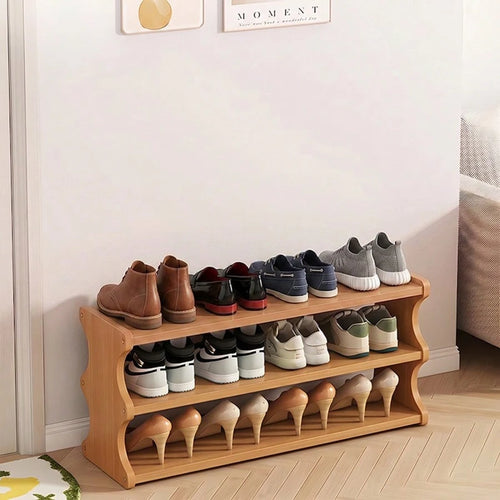 Yworvi A [Bamboo Shoe Rack] Christmas Gift Bamboo Shoe Rack| Wood Grain Veneer Shoe Storage Rack, Easy To Assemble, Space-Saving, Suitable For Front Door Entrance, Entryway, Living Room, Bedroom, Gar