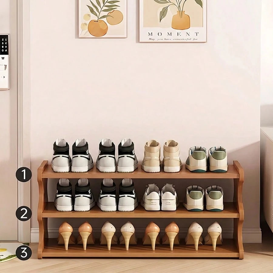 Yworvi A [Bamboo Shoe Rack] Christmas Gift Bamboo Shoe Rack| Wood Grain Veneer Shoe Storage Rack, Easy To Assemble, Space-Saving, Suitable For Front Door Entrance, Entryway, Living Room, Bedroom, Gar