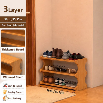 Yworvi A [Bamboo Shoe Rack] Christmas Gift Bamboo Shoe Rack| Wood Grain Veneer Shoe Storage Rack, Easy To Assemble, Space-Saving, Suitable For Front Door Entrance, Entryway, Living Room, Bedroom, Gar