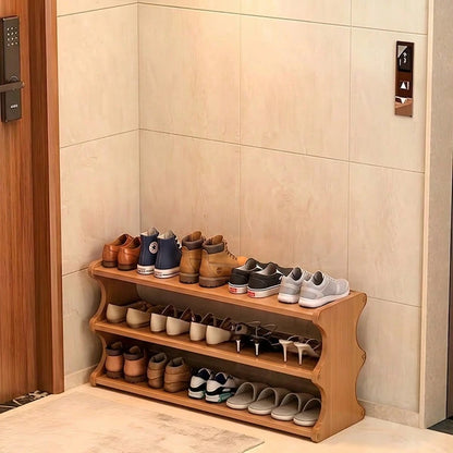 Yworvi A [Bamboo Shoe Rack] Christmas Gift Bamboo Shoe Rack| Wood Grain Veneer Shoe Storage Rack, Easy To Assemble, Space-Saving, Suitable For Front Door Entrance, Entryway, Living Room, Bedroom, Gar