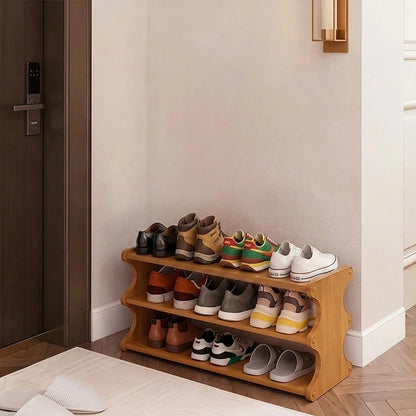 Yworvi A [Bamboo Shoe Rack] Christmas Gift Bamboo Shoe Rack| Wood Grain Veneer Shoe Storage Rack, Easy To Assemble, Space-Saving, Suitable For Front Door Entrance, Entryway, Living Room, Bedroom, Gar