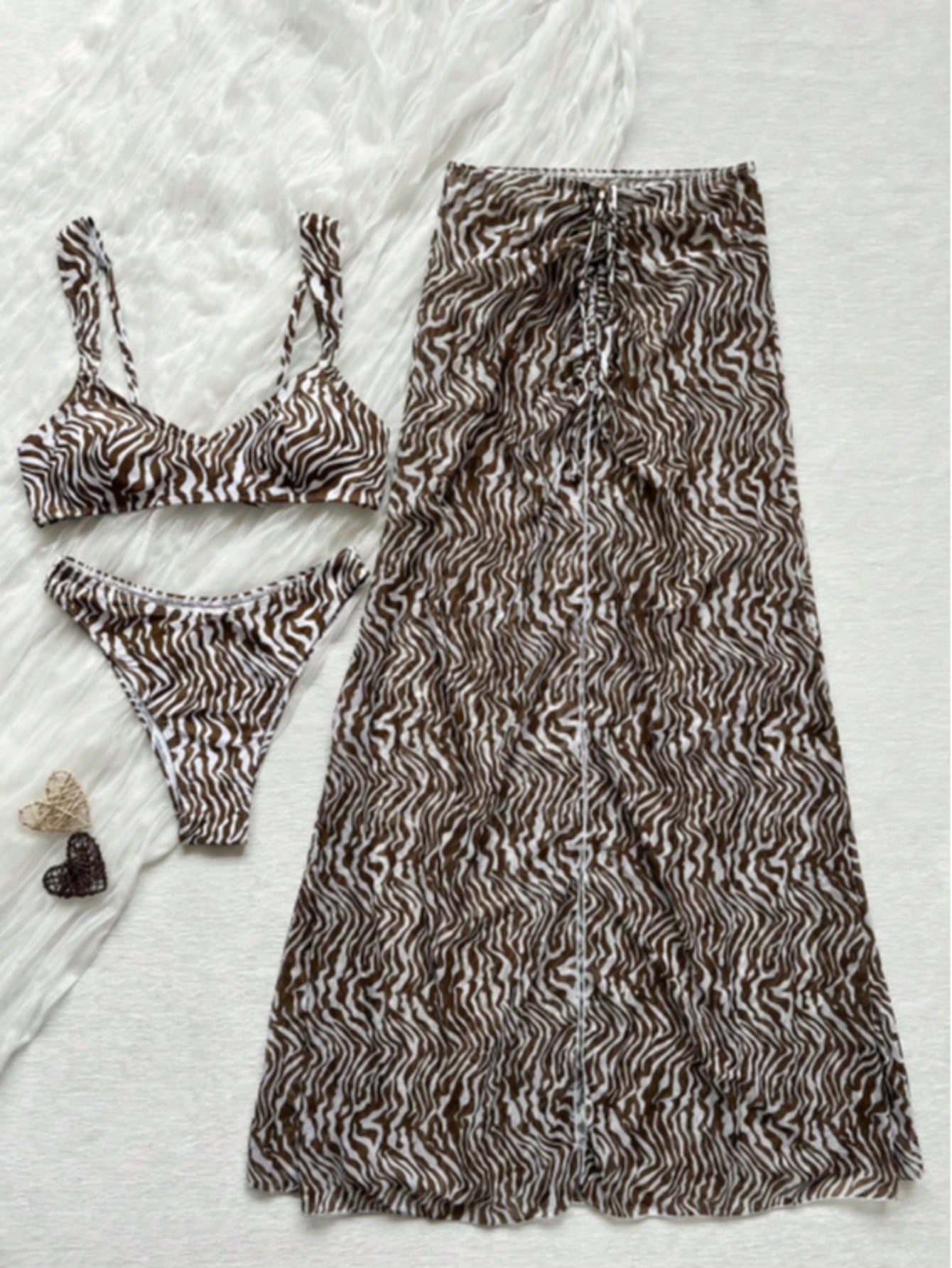 Zebra Print Camisole Top Paired Beach Vacation Summer
