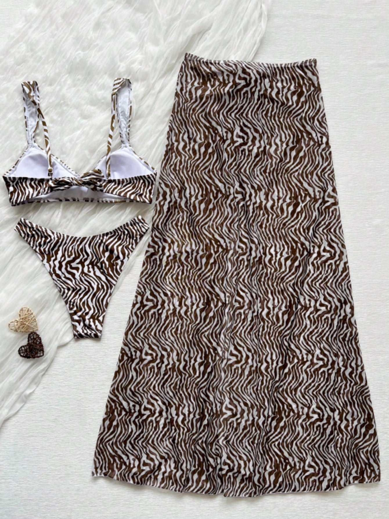 Zebra Print Camisole Top Paired Beach Vacation Summer