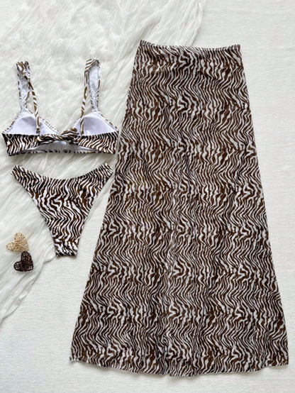 Zebra Print Camisole Top Paired Beach Vacation Summer