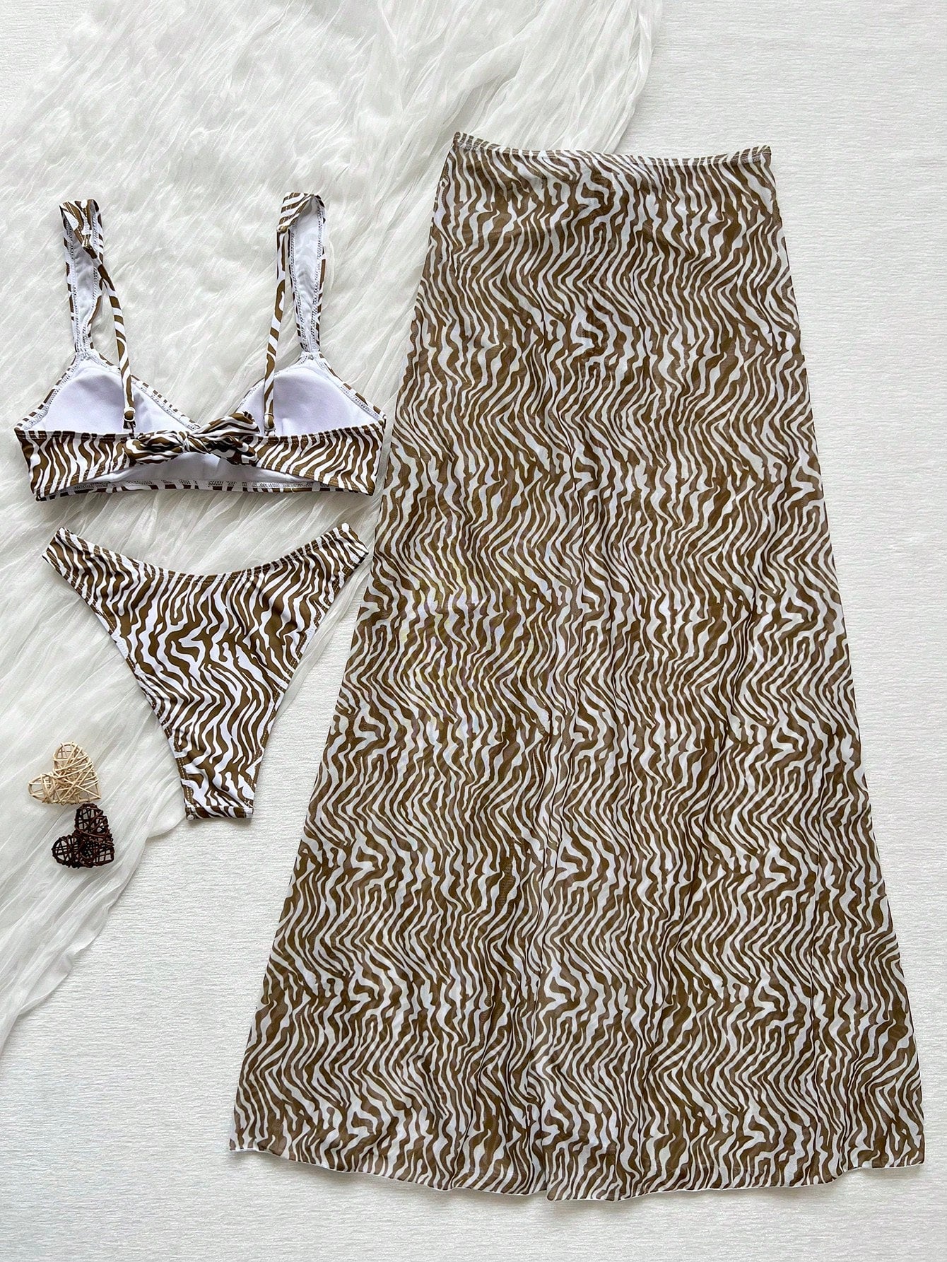Zebra Print Camisole Top Paired Beach Vacation Summer