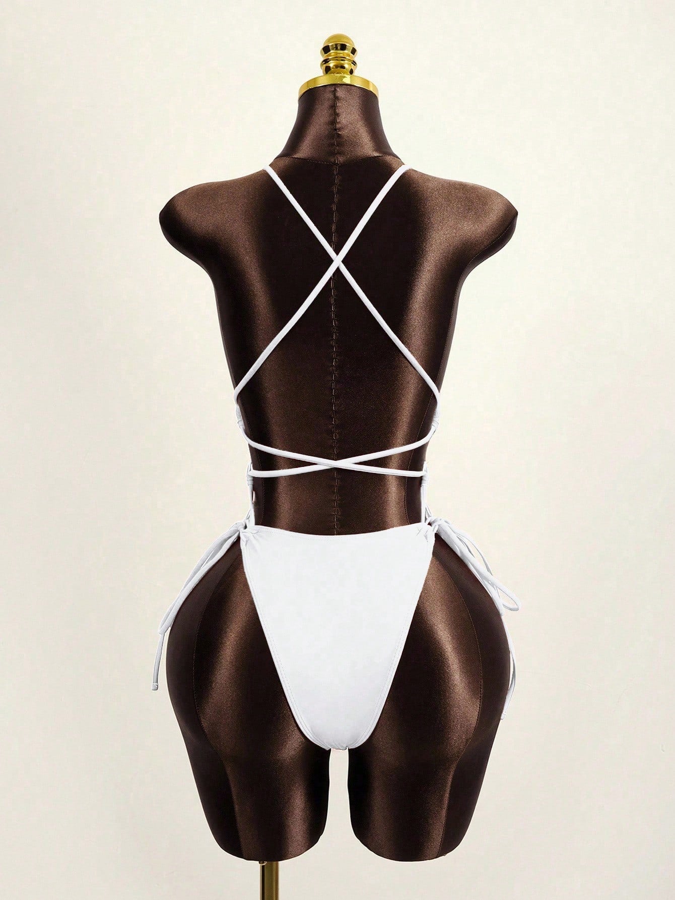 Zestiva 2026 Spring/Summer Women's New Adjustable Spaghetti Strap Deep V-Neck Wireless White Vacation Bikini Swimsuit