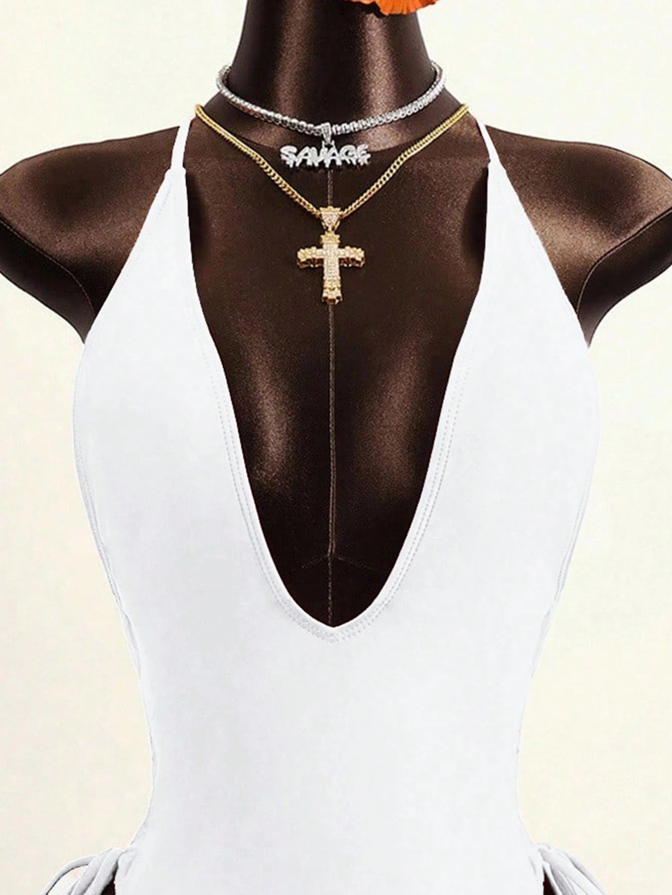 Zestiva 2026 Spring/Summer Women's New Adjustable Spaghetti Strap Deep V-Neck Wireless White Vacation Bikini Swimsuit