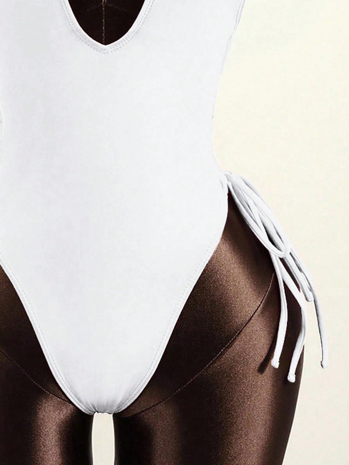 Zestiva 2026 Spring/Summer Women's New Adjustable Spaghetti Strap Deep V-Neck Wireless White Vacation Bikini Swimsuit