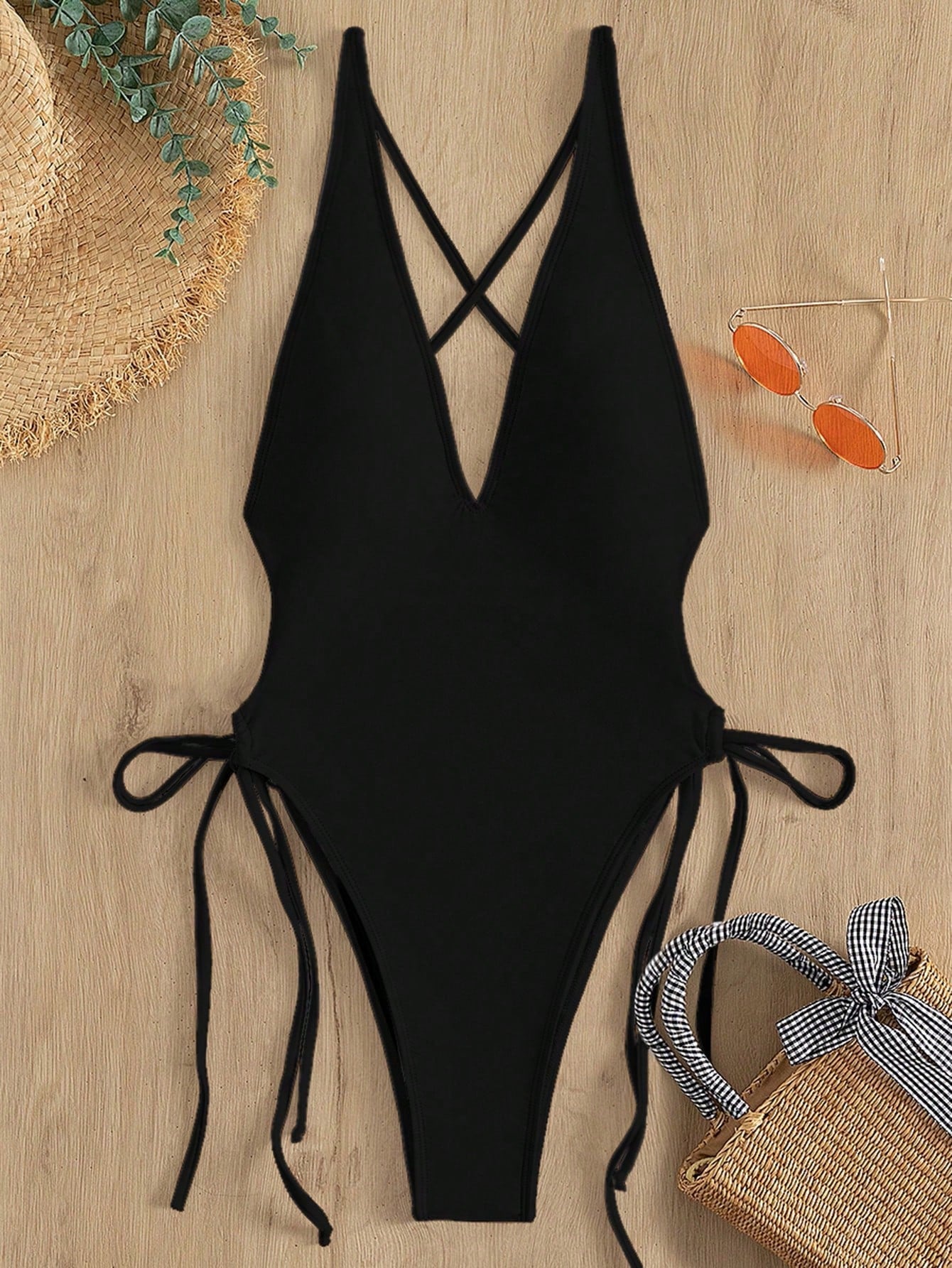 Zestiva 2026 Spring/Summer Women's New Adjustable Spaghetti Strap Deep V-Neck Wireless White Vacation Bikini Swimsuit