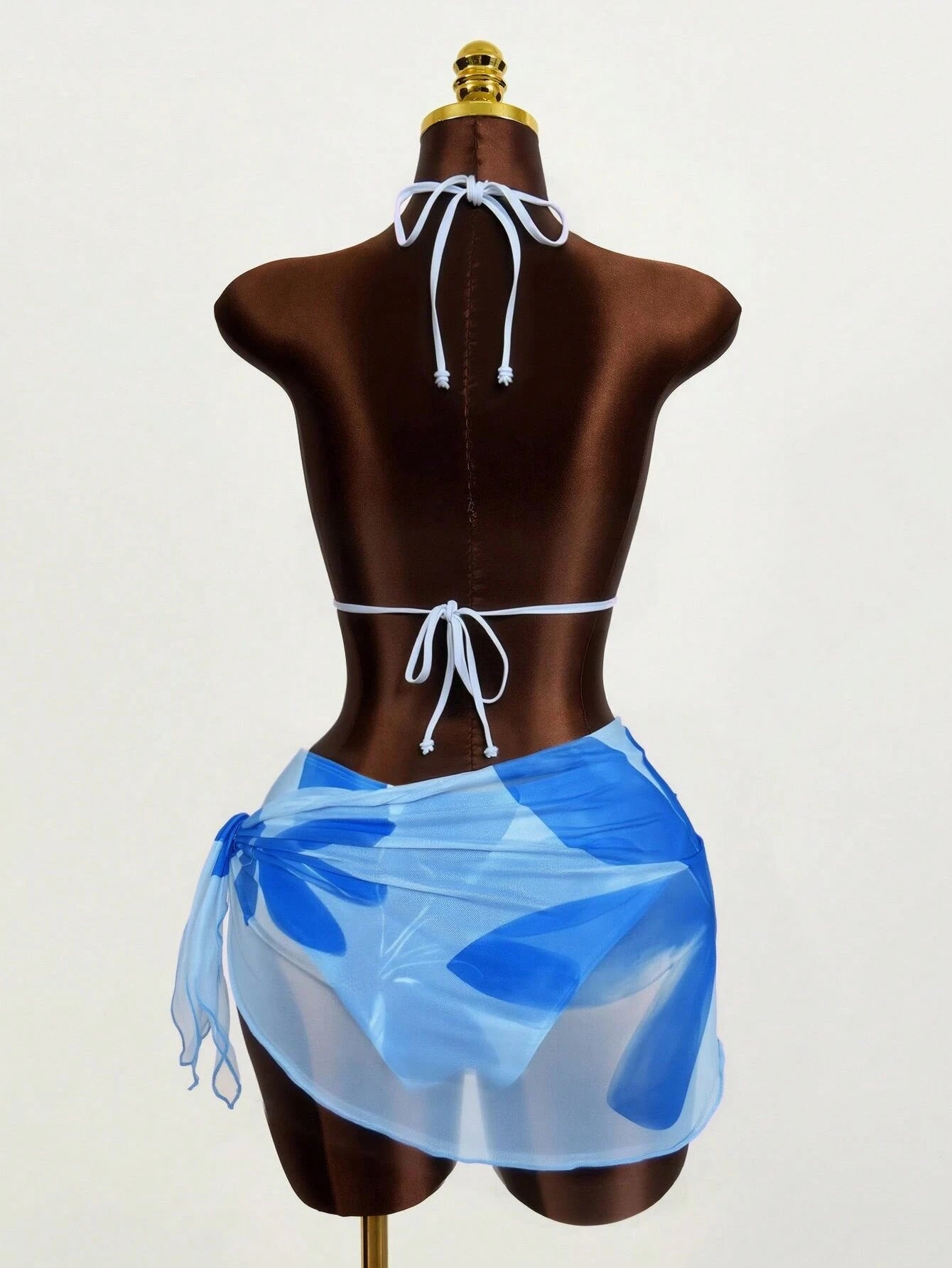 Zestiva 3pcs/Set Women's Floral Print Halter Neck Tie Back Sexy Bikini Swimwear For Beach Resort For Summer Beach Vacation