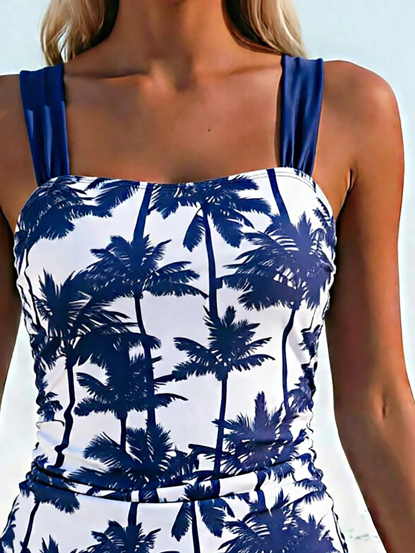 Zestiva Women's 2 Pieces Swimsuit Set With Floral Print, Thick Straps, Ruched Slimming Fit, Summer Holiday Beach Wear