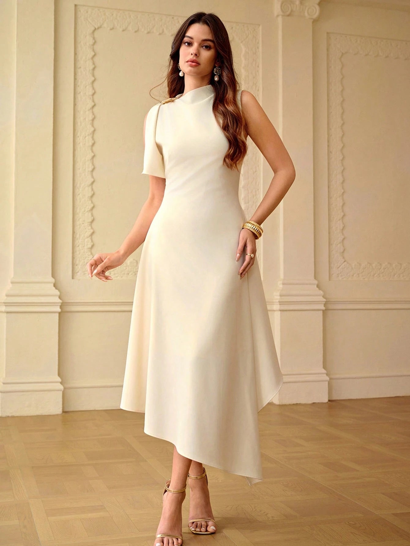 ZEYLAH Asymmetric Hem Slip Dress, Spring/Summer