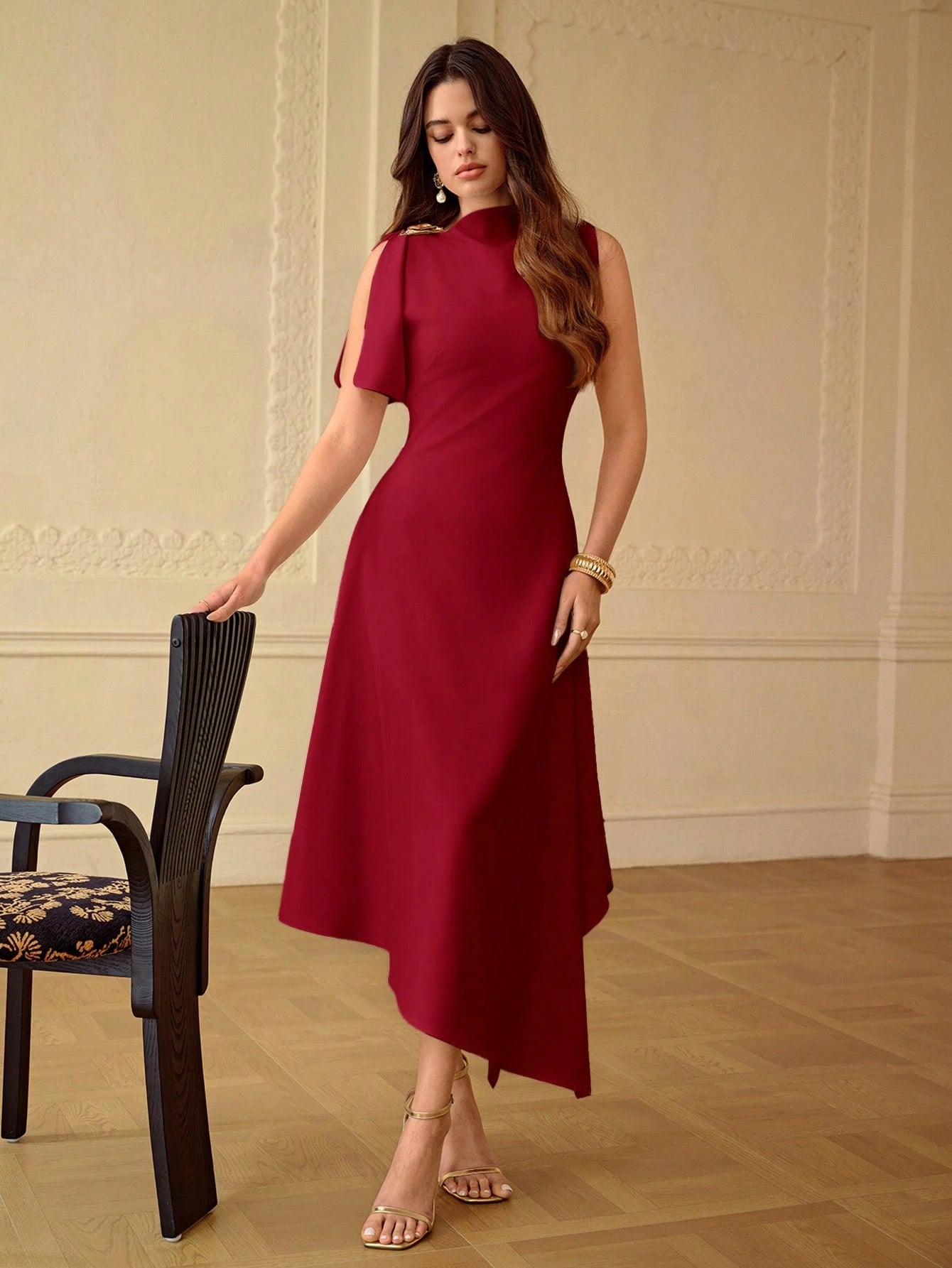 ZEYLAH Asymmetric Hem Slip Dress, Spring/Summer