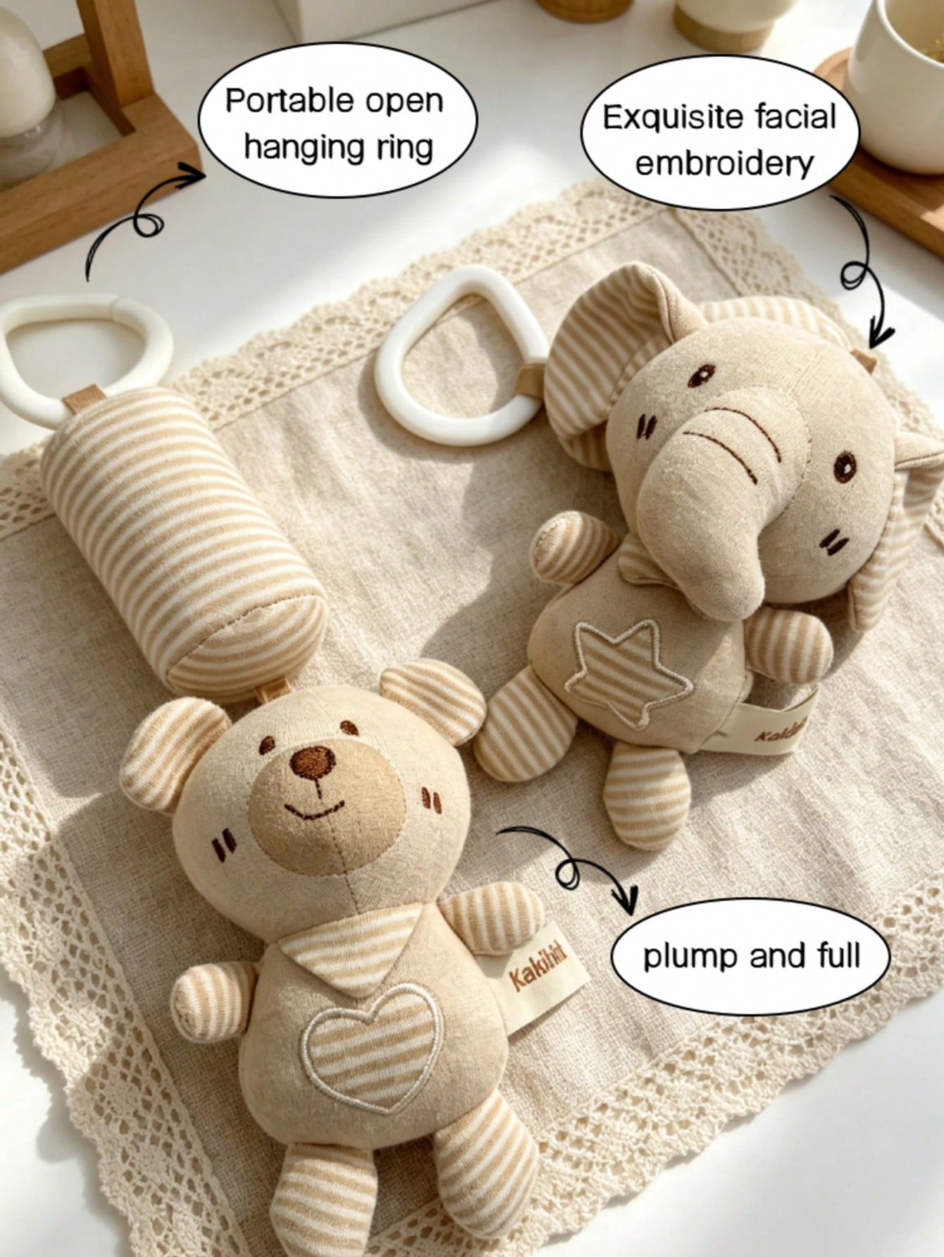 zootime 1pc Baby Stroller Hanging Wind Chime Toy, Portable Car Seat Soothing Toy, Open Hanging Ring Design For Travel, Built-In Wind Chime, Cute Embroidery Design, Newborn Sensory Toy, Helps Develop G