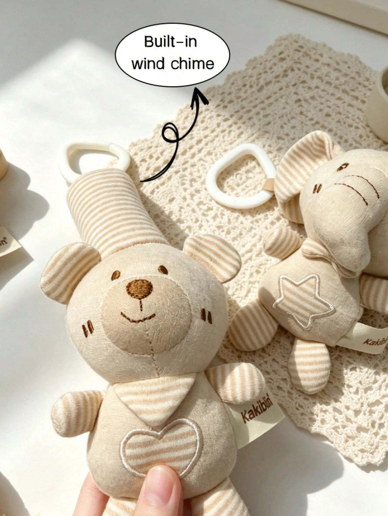zootime 1pc Baby Stroller Hanging Wind Chime Toy, Portable Car Seat Soothing Toy, Open Hanging Ring Design For Travel, Built-In Wind Chime, Cute Embroidery Design, Newborn Sensory Toy, Helps Develop G